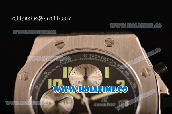 Audemars Piguet Royal Oak Offshore Chronograph Swiss Valjoux 7750 Automatic Steel Case with Black Dial and Green Arabic Numeral Markers (GF） - Click Image to Close